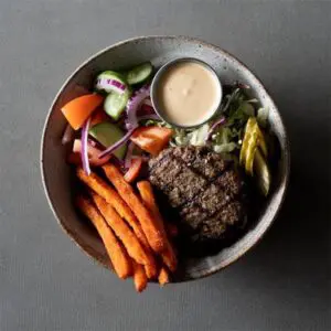 Our $ 15 Beef Burger Bowl