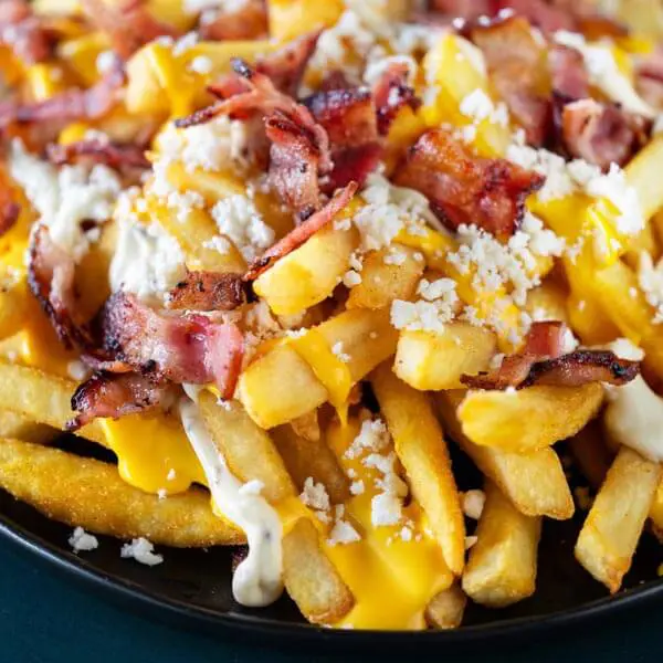 Loaded feta bacon fries